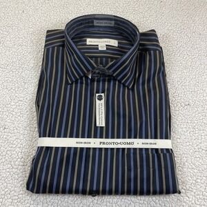 Pronto Uomo Striped Men's Non-Iron‎ Classic Fit Dress Shirt Large  Cotton
